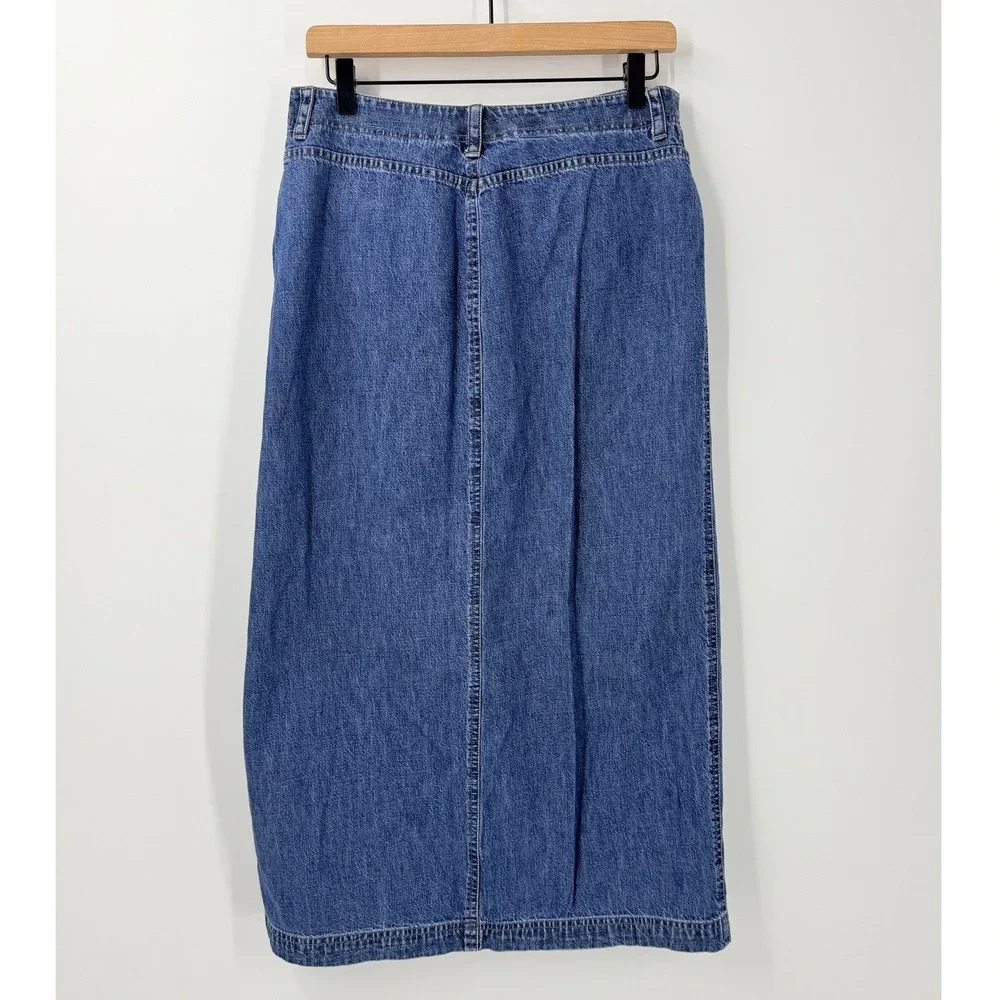 Vtg 90s Jones Sport Denim Maxi Jean Skirt Womens sz 10 Country Cowgirl Western